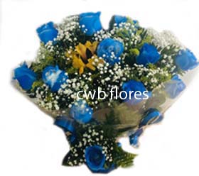 3554 Buquê de rosas azuis 
