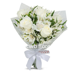 Buquê de rosas brancas | CWB Flores