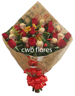 3945 Buquê de Rosas Vermelhas + Ferrero Rocher